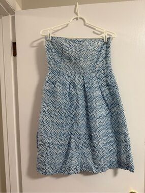 J. Crew White and Blue Polka Dot Sundress
